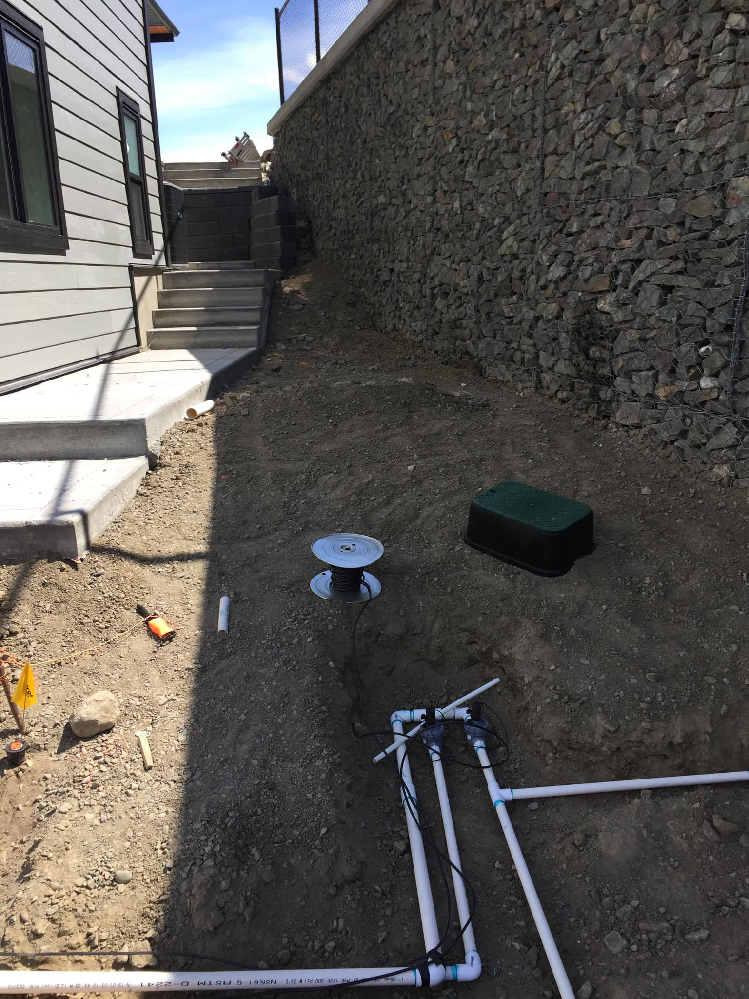 Irrigation system install in progress in Kamloops