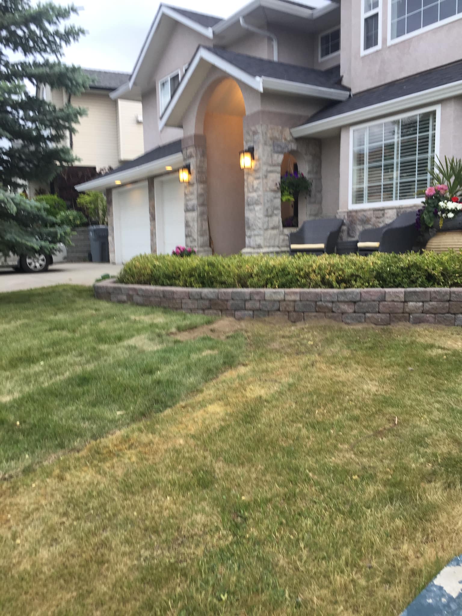 Finished front yard landscaping in Kamloops